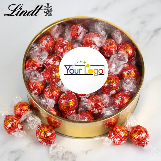 Personalized Add Your Logo Extra Large Gold Lindt Gift Tin