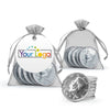 Custom Add Your Logo Chocolate Coins in Organza Bag with Gift Tag