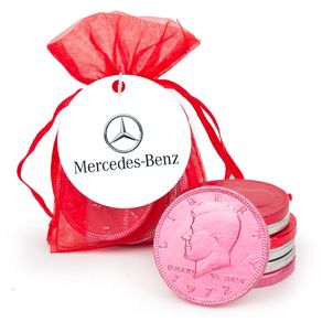 Personalized Valentine's Day Add Your Logo Chocolate Coins in XS Organza Bags