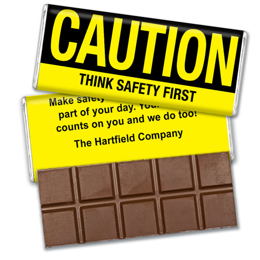 Personalized Business Promotional Caution Think First Hershey's Milk Chocolate Bar & Wrapper