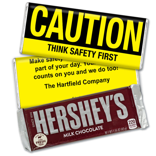 Personalized Business Promotional Caution Think First Hershey's Milk Chocolate Bar & Wrapper
