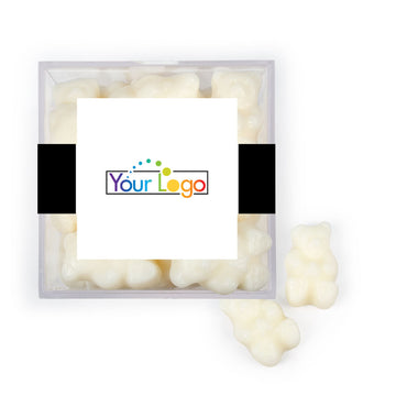 Custom Add Your Logo JUST CANDY favor cube with Gummy Bears