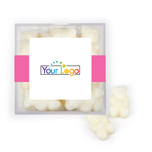 Custom Add Your Logo JUST CANDY® favor cube with Gummy Bears