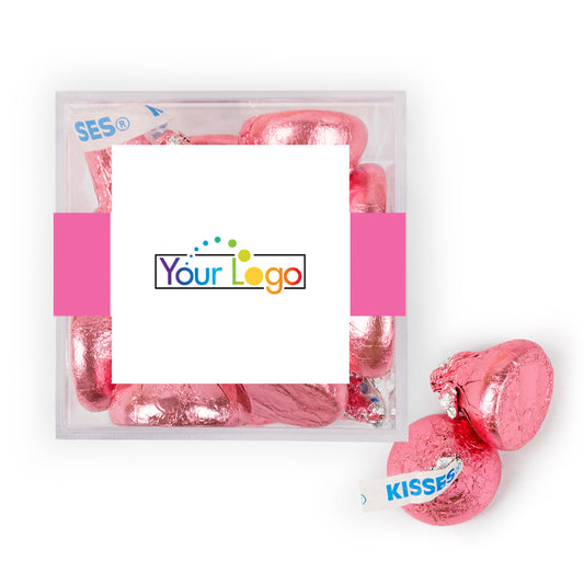 Custom Add Your Logo JUST CANDY® favor cube with Hershey's Kisses