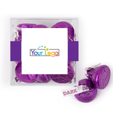 Custom Add Your Logo JUST CANDY favor cube with Hershey's Kisses