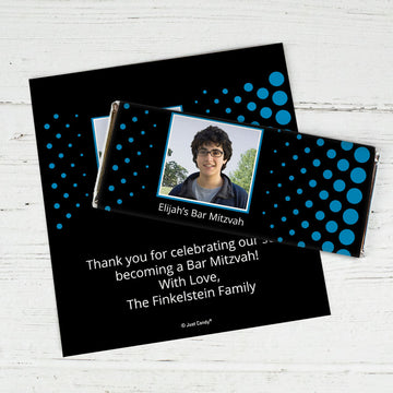 Bar Mitzvah Personalized Chocolate Bar Wrappers Faded Dots