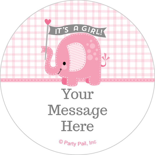Umbrellaphants Pink Girl Personalized 2" Stickers (20 Stickers)