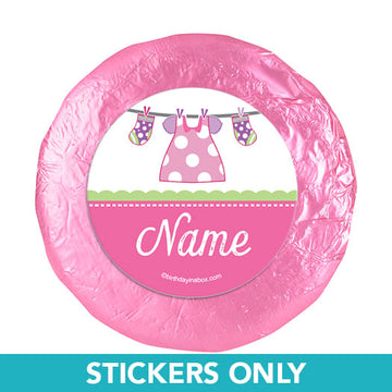 Shower with Love Girl Personalized 1.25" Stickers (48 Stickers)