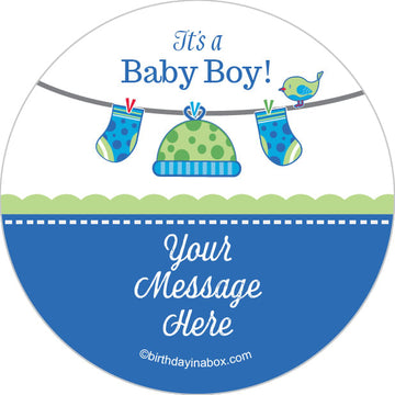Shower with Love Boy Personalized 2" Stickers (20 Stickers)