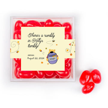 Personalized Baby Shower Pooh Favor Cube with Jelly Belly Jelly Beans
