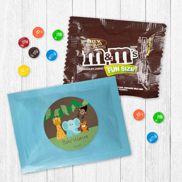 Personalized Baby Shower Jungle Safari Animals Candy Favor Bag - M&Ms or Skittles