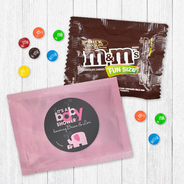 Personalized Baby Shower Elephants Candy Favor Bag - M&Ms or Skittles