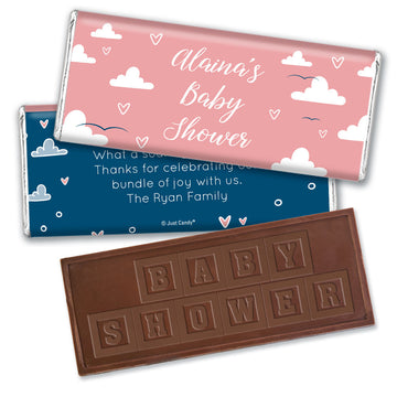 Baby Shower Personalized Embossed Chocolate Bar Cuddly Clouds