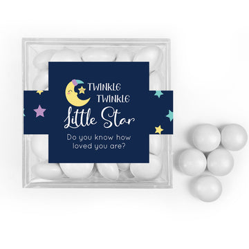 Personalized Baby Shower Little Star JUST CANDY favor cube with Just Candy Milk Chocolate Minis