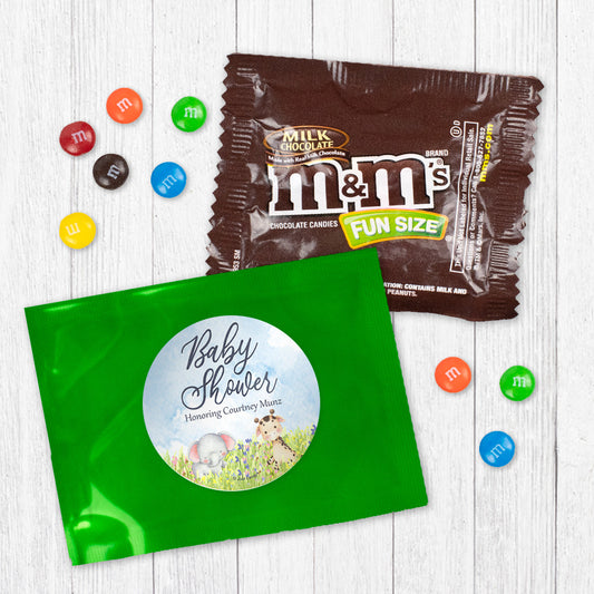Personalized Baby Shower Baby Animals Candy Favor Bag - M&Ms or Skittles