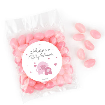 Personalized Baby Shower Boy Elephant Hearts Candy Bags with Jelly Beans