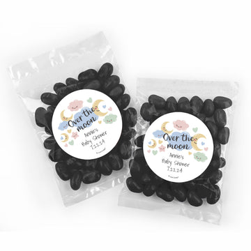 Personalized Baby Shower Over the Moon Candy Bags with Jelly Beans
