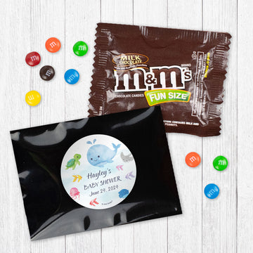 Personalized Baby Shower Whale Candy Favor Bag - M&Ms or Skittles