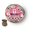 Personalized Confirmation Pink Hexagonal Pattern Engraved Cross Chocolate Covered Oreo Cookies Large Plastic Tin