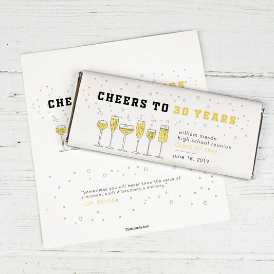 Class Reunion Personalized Chocolate Bar Wrappers Cheers to All the Years