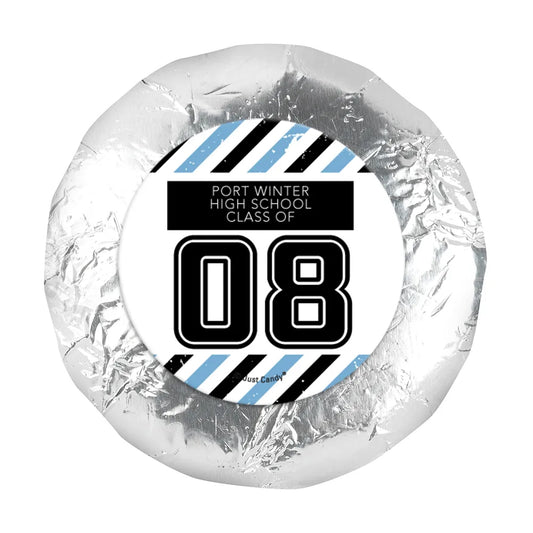 Personalized Class Reunion School Spirit Stripes 1.25" Stickers (48 Stickers)