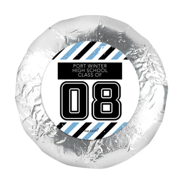 Personalized Class Reunion School Spirit Stripes 1.25" Stickers (48 Stickers)