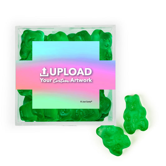 Custom Add Your Artwork JUST CANDY® favor cube with Gummy Bears