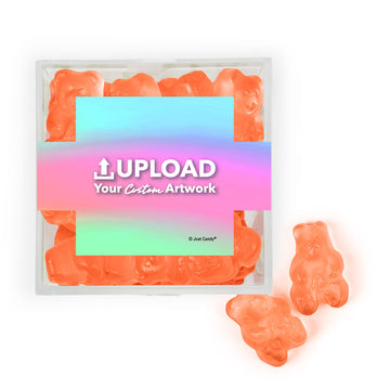 Custom Add Your Artwork JUST CANDY favor cube with Gummy Bears