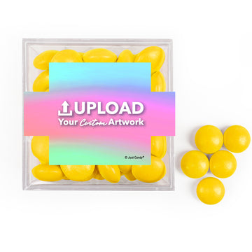 Custom Add Your Artwork JUST CANDY favor cube with Just Candy Milk Chocolate Minis