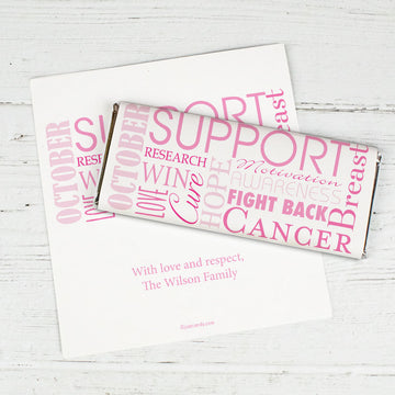 Breast Cancer Awareness Personalized Chocolate Bar Wrappers Breast Cancer Words for a Cure