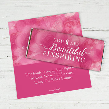Personalized Breast Cancer Awareness Pink Inspiration Chocolate Bar Wrappers Only