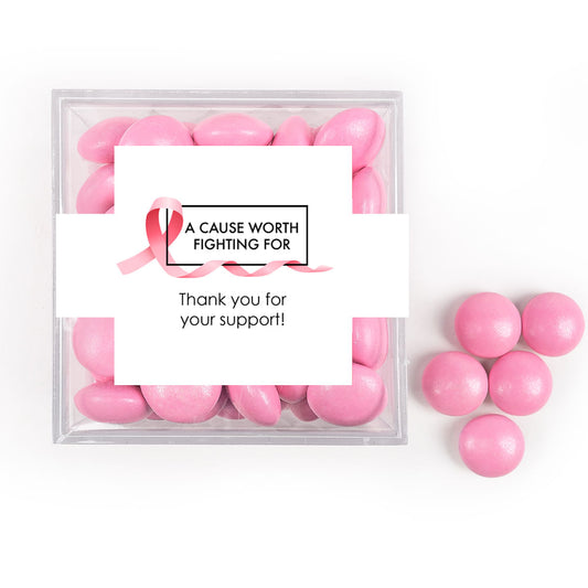Personalized Awareness Ribbons JUST CANDY® favor cube with Just Candy Milk Chocolate Minis