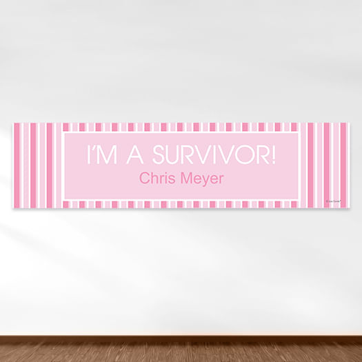 Personalized Breast Cancer Awareness Pinstripes 5 Ft. Banner