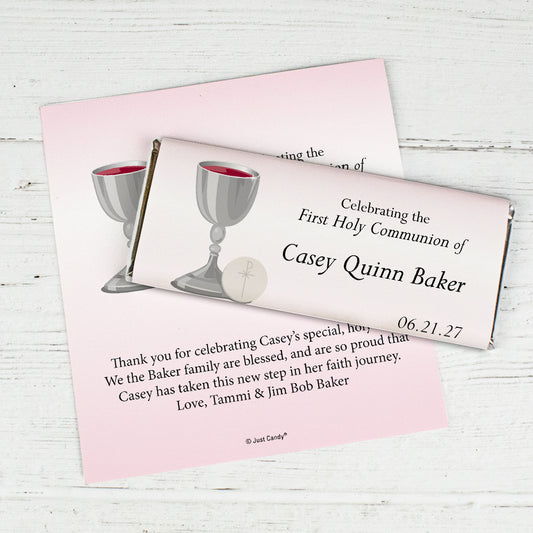 Communion Personalized Chocolate Bar Wrappers Classic Cross