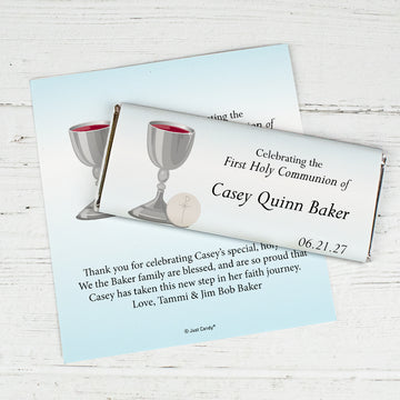 Communion Personalized Chocolate Bar Wrappers Classic Cross