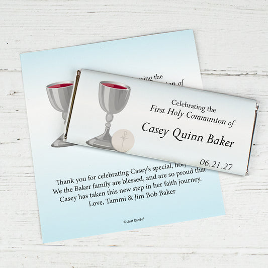 Communion Personalized Chocolate Bar Wrappers Classic Cross