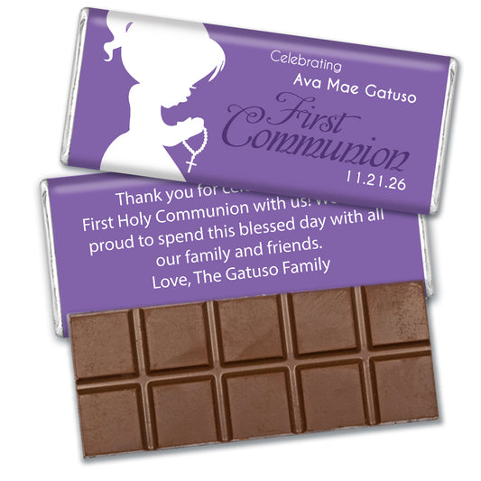 Communion Personalized Hershey's Milk Chocolate Bar Child in Prayer