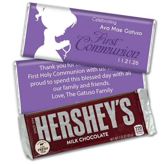 Communion Personalized Hershey's Milk Chocolate Bar Child in Prayer