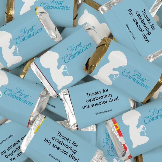 First Communion Chocolate Wrapped Hershey's Miniatures - Child in Prayer