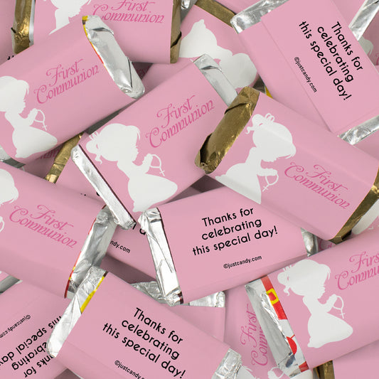 First Communion Chocolate Wrapped Hershey's Miniatures - Child in Prayer