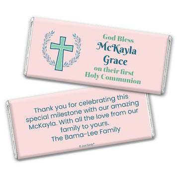 Personalized First Holy Communion Cross & Laurel Chocolate Bar