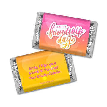 Personalized Happy Friendship Day Pink Bubbly Hershey's Miniatures Wrappers