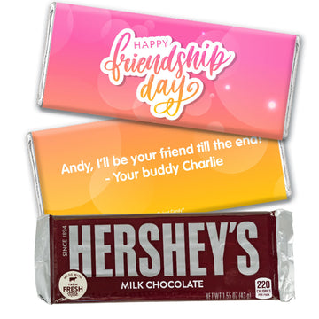 Personalized Happy Friendship Day Pink Bubbly Hershey's Milk Chocolate Bar