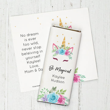 Personalized Birthday Magical Unicorn Chocolate Bar Wrappers Only