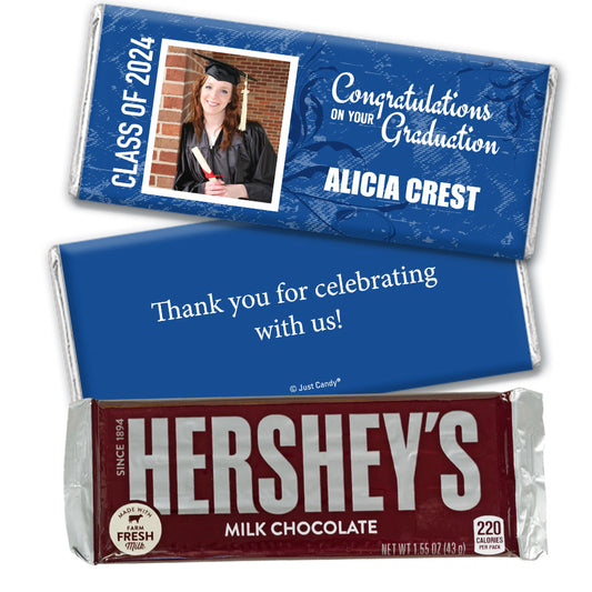 Graduation Personalized Hershey's Milk Chocolate Bar Photo Floral Background