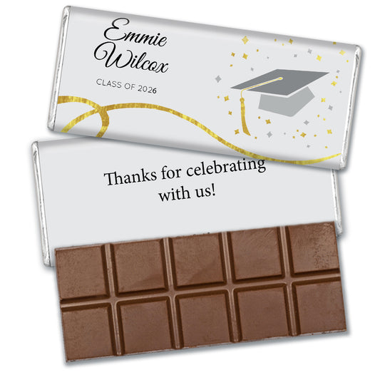 Graduation Personalized Hershey's Milk Chocolate Bar Cap & Confetti