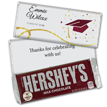 Maroon Graduation Personalized Chocolate Bar Cap & Confetti