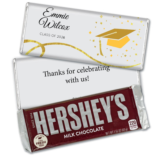 Yellow Graduation Personalized Chocolate Bar Cap & Confetti