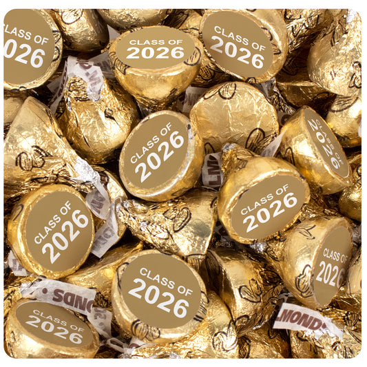 Gold Graduation Class of Stickered Hershey's Kisses Candy