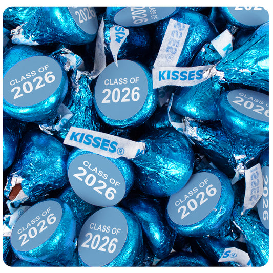 Assembled Light Blue Graduation Class of Hershey's Kisses Candy 13.6oz Bag 85ct
